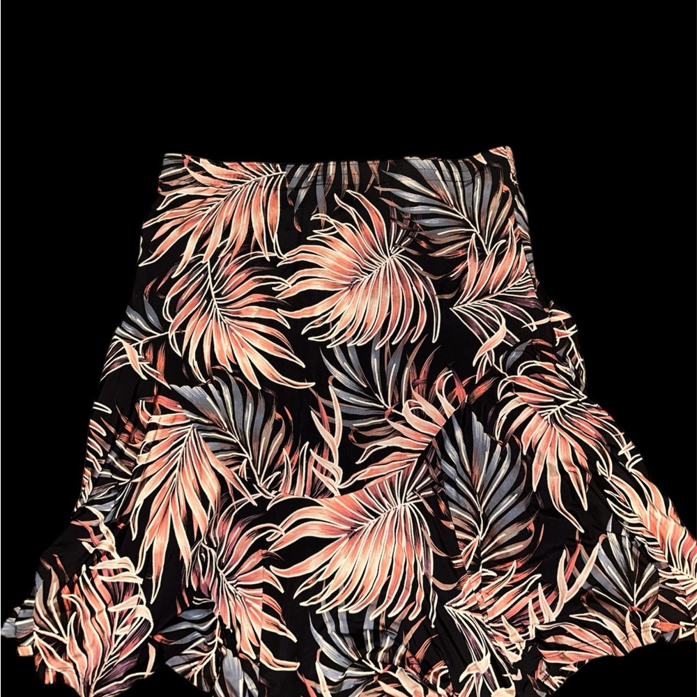Tropical Print Midi Skirt